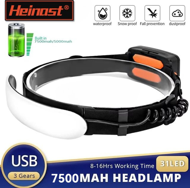 Heinast LED-Flutlichtscheinwerfer, USB wiederaufladbarer Arbeitsscheinwerfer mit 18650-Akku, wasserdicht und tragbar, Schwarz - Bild 1