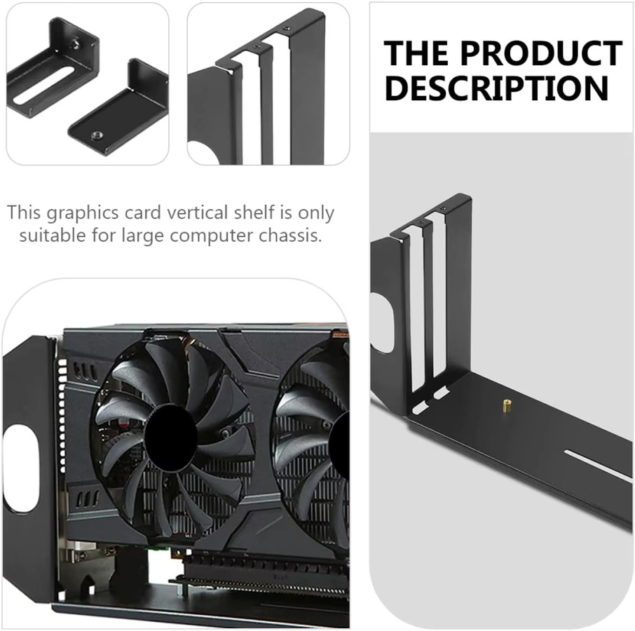 T.F.SKYWINDINTL Vertikale Grafikkarten-Montagehalterung mit PCI-E GPU-Verlängerungskabel in Schwarz - Bild 3