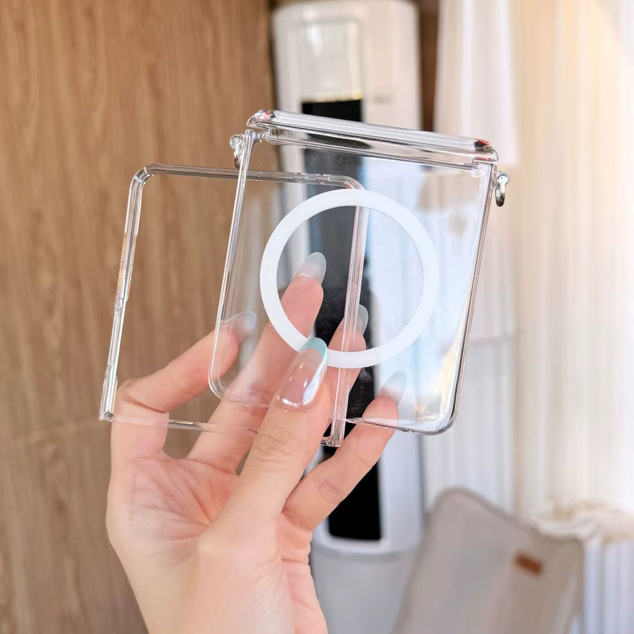 Transparente magnetische Handyhülle für Samsung Galaxy Z Flip 7 5G 2022 aus hartem PC mit Scharnierschutz - Bild 4