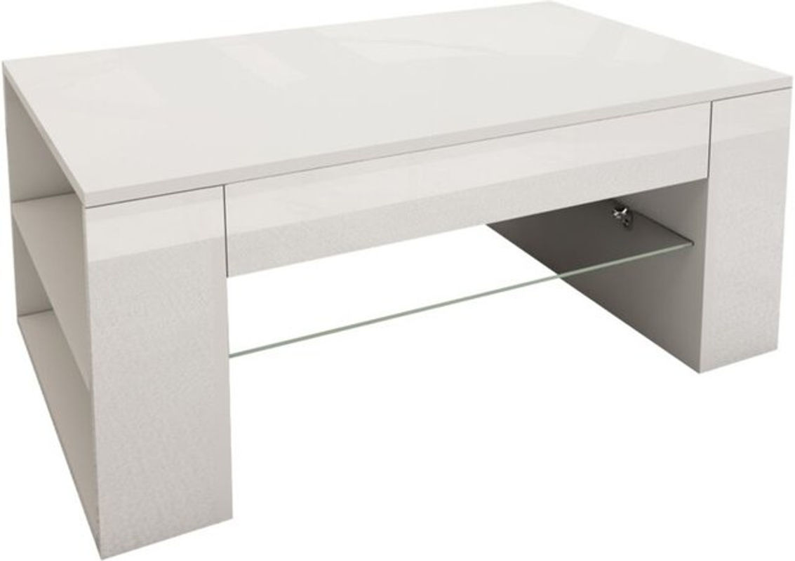 ML-Design Couchtisch mit Glasablage und 4 Fächern in Weiß, B/T/H: 100 x 60 x 42 cm - Bild 2