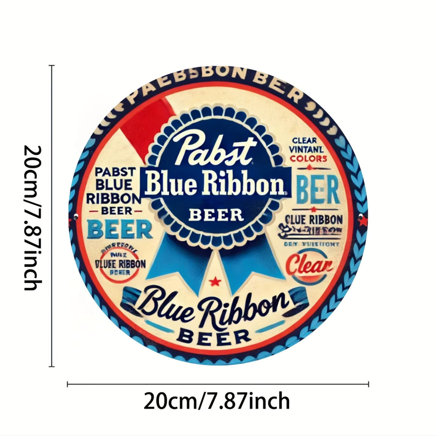 Pabst Blue Ribbon Metall-Wandkunst von Potdemiel, rundes Aluminiumschild in Multicolour, B/H: 20,3 x 20,3 cm - Bild 2