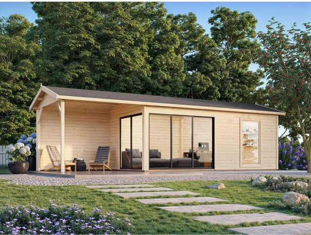 Palmako Gartenhaus Amanda Slide aus Fichtenholz mit Glas, Transparent, B: 873 cm, T: 300 cm - Bild 1
