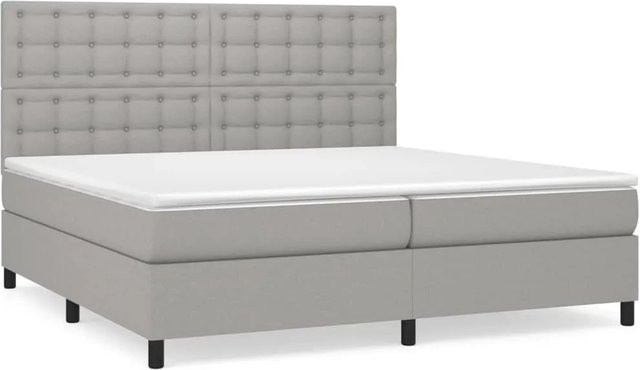 vidaXL Boxspringbett Hybrid mit Matratze und Taschenfedern, Hellgrau, B/T/H: 200 x 200 x 128 cm - Bild 1