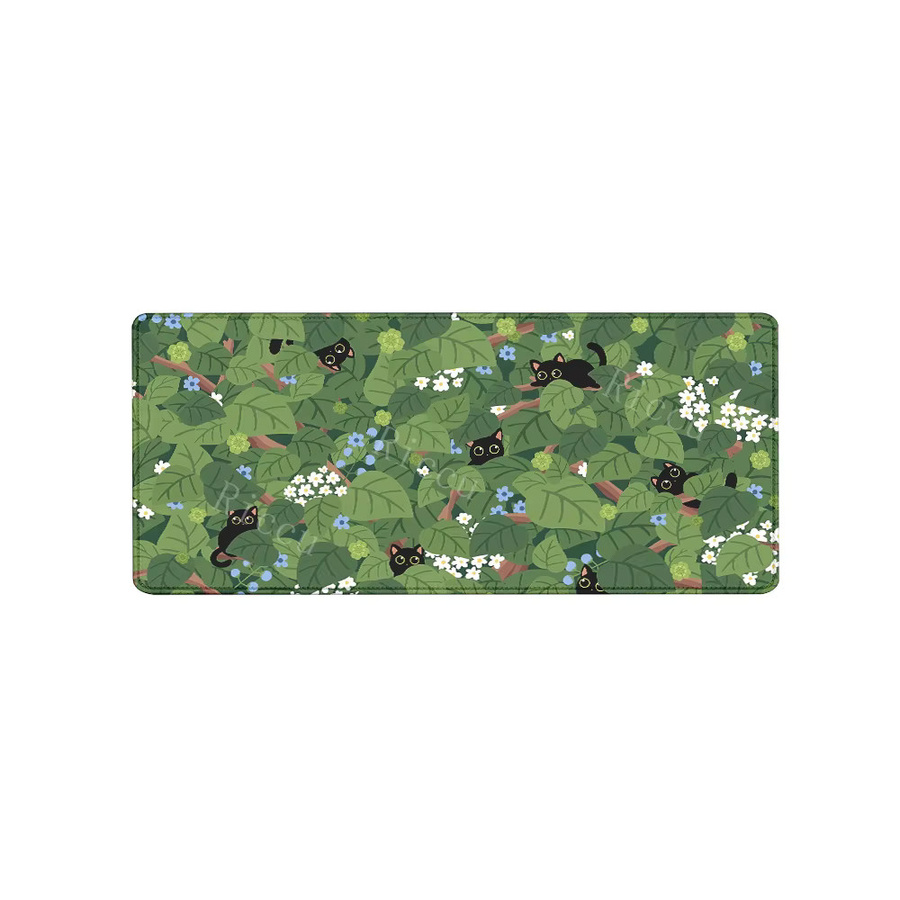 Riccu XXL Gamer Mauspad Anime Green Black Cat Design, B/T: 90 x 40 cm - Bild 5
