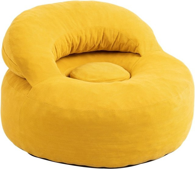 SoBuy Polstersessel mit Liegefunktion und Ottoman in Gelb im nordischen Design B/T/H: 110 x 125 x 65 cm - Bild 1