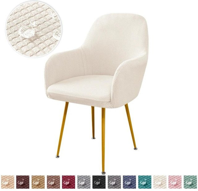 Weißer Polarfleece Sesselbezug für hochlehnige Stühle, wasserabweisender Stuhlüberwurf aus Stretch-Material für Esszimmer, Büro oder Wohnzimmer - Bild 1