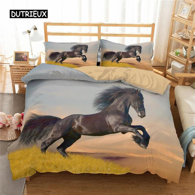 Bettwäscheset Binchi Outdoor Product mit 3D-Pferdemotiv aus Mikrofaser, mehrfarbig, B/H: 135 x 200 cm - Bild 1