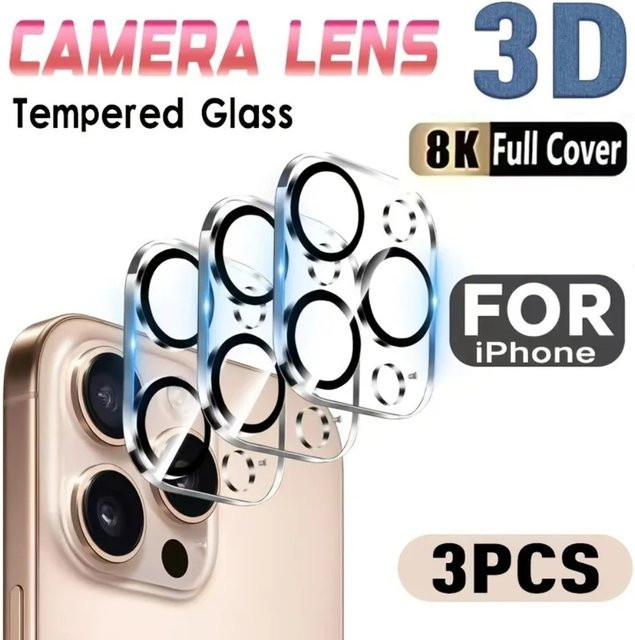 3-teiliger Kameraobjektivschutz aus gehärtetem Glas für Apple iPhone in transparent - Bild 1