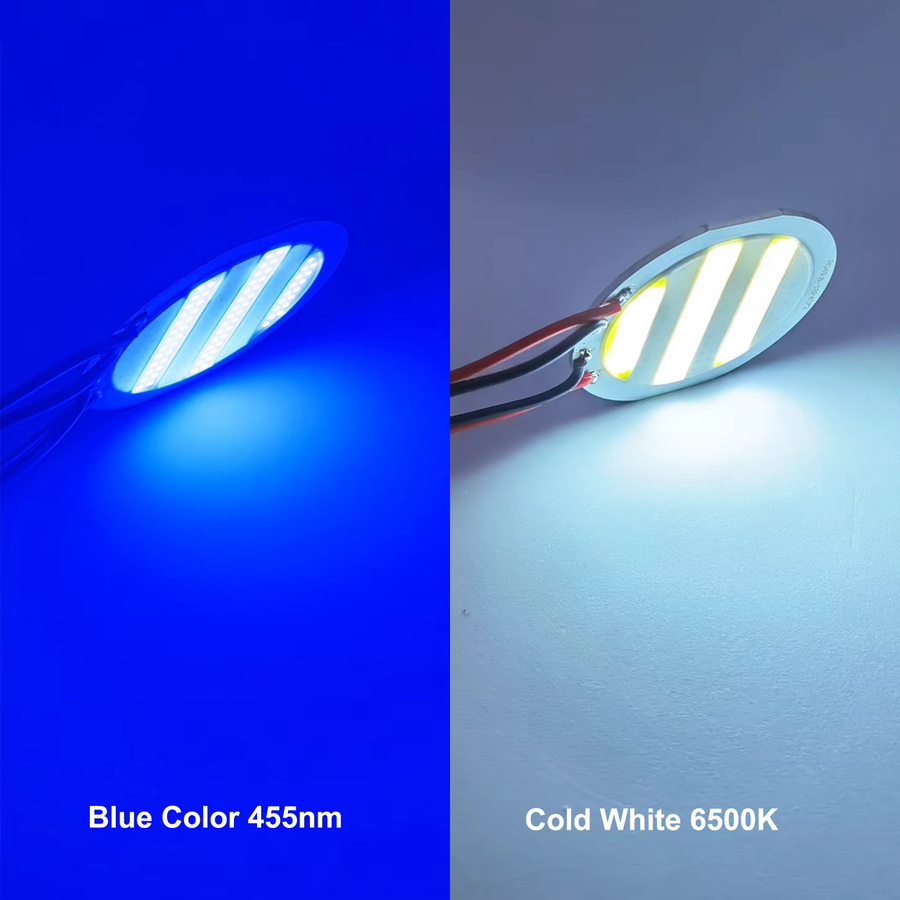 Sumbulbs Zweifarbiger 50-mm-COB-LED-Chip mit 36 W und DC12V für DIY-Auto-, LKW-, Boot- und Schiffsbeleuchtung in Warmweiß und Kaltweiß - Bild 2