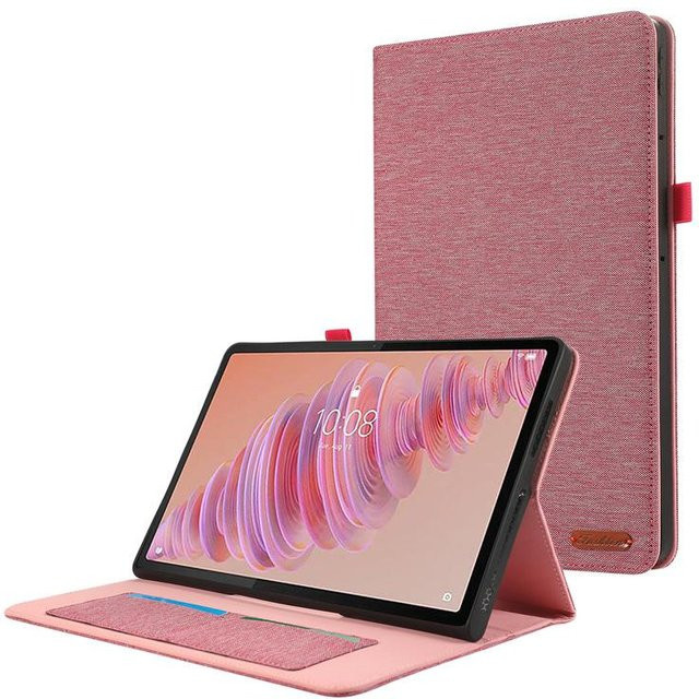 Lenovo Tab Plus 2024 Hülle mit weichem Cowboy-Ständer und Flip-Abdeckung in Rose Rot - Bild 1