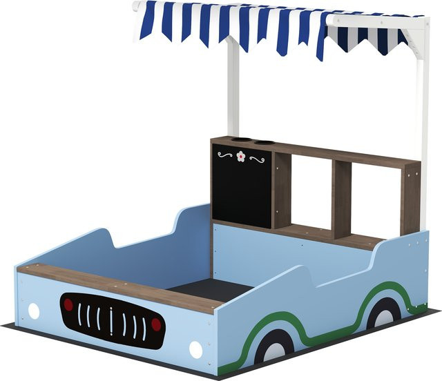 AIYAPLAY Sandkasten mit Dach Einkaufsladen-Design aus Holz Blau 3-7 Jahre - Bild 1