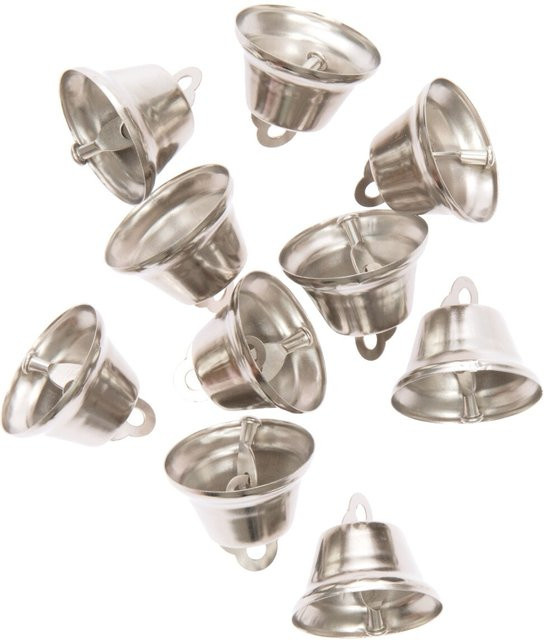 Rico Design Metallglöckchen silberfarbig für Weihnachten, 10 Stück, Durchmesser: 2,8 cm, Höhe: 3 cm - Bild 1