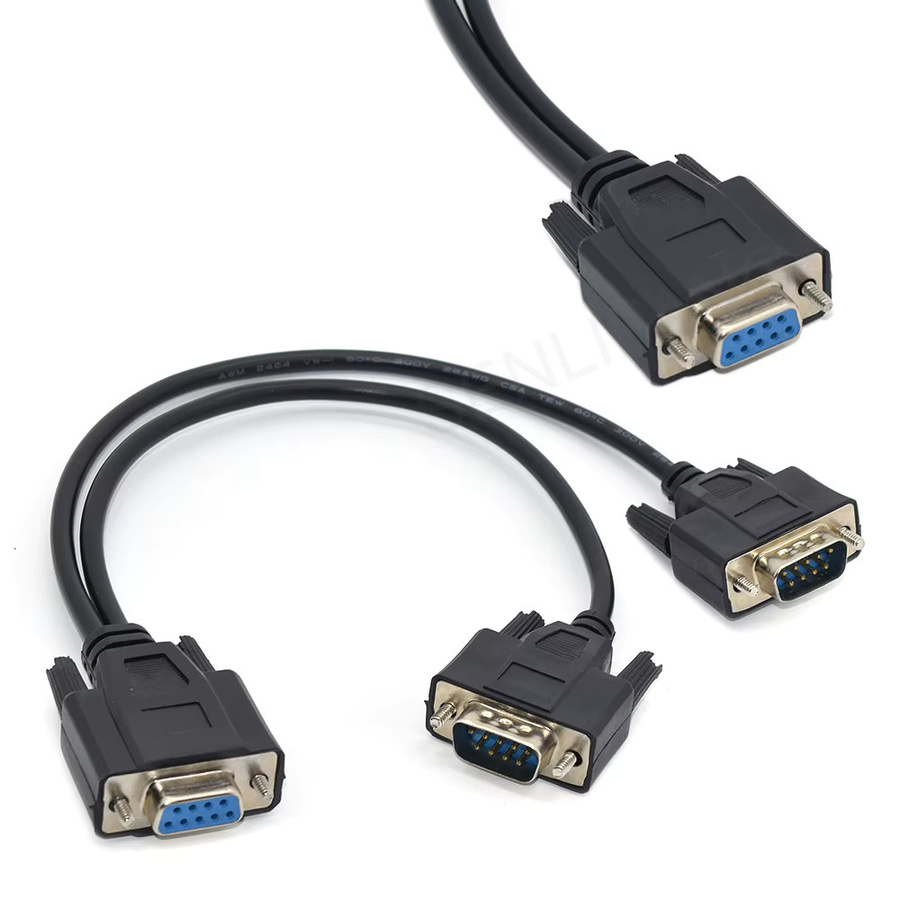 SENLIFANG 2-in-1 RS232 Datenkabel DB9 9-Pin 1-zu-2 Splitter Stecker auf Buchse in Schwarz für Kassensysteme und POS-Displays - Bild 2