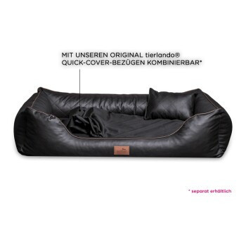 Tierlando LOUIS Orthopädisches Hundebett aus gestepptem Kunstleder in Schwarz/Graphit mit herausnehmbarem Bezug und rutschfester Unterseite, B/T/H: 80 x 60 x 22 cm - Bild 3