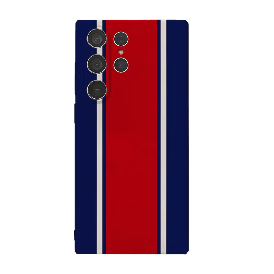 Paris Navy Red Stripe Handyhülle für Samsung Galaxy S25 S24 S23 Ultra Plus A35 A55 Glossy HD Hard Cover - Bild 4