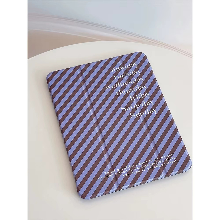 DecoPhone Dreifach gefaltete Tablet-Hülle für iPad Pro 10/11 Zoll und iPad Air (3., 4., 5. Generation) in Violett mit Streifen - Bild 3