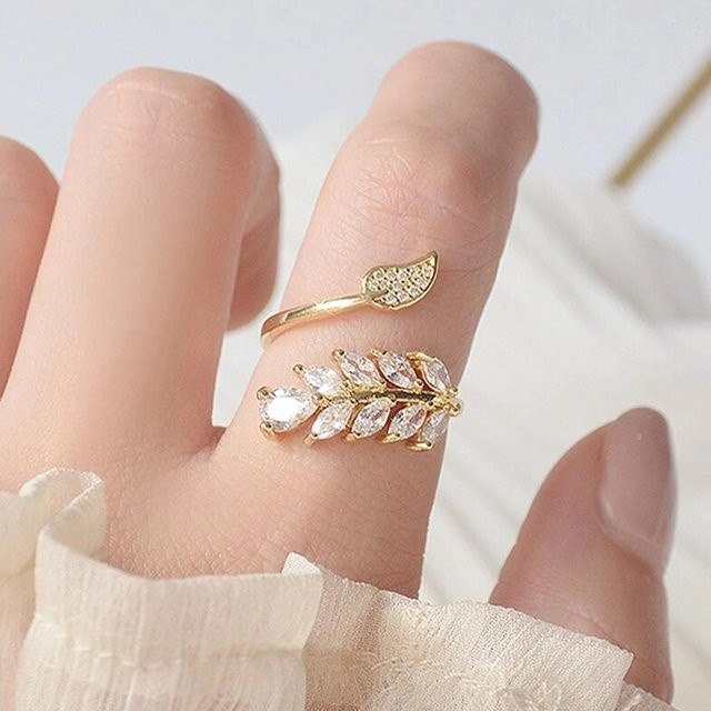 Huitan Blattring, Kupfer, Gold, Zirkonia, Damen - Bild 1