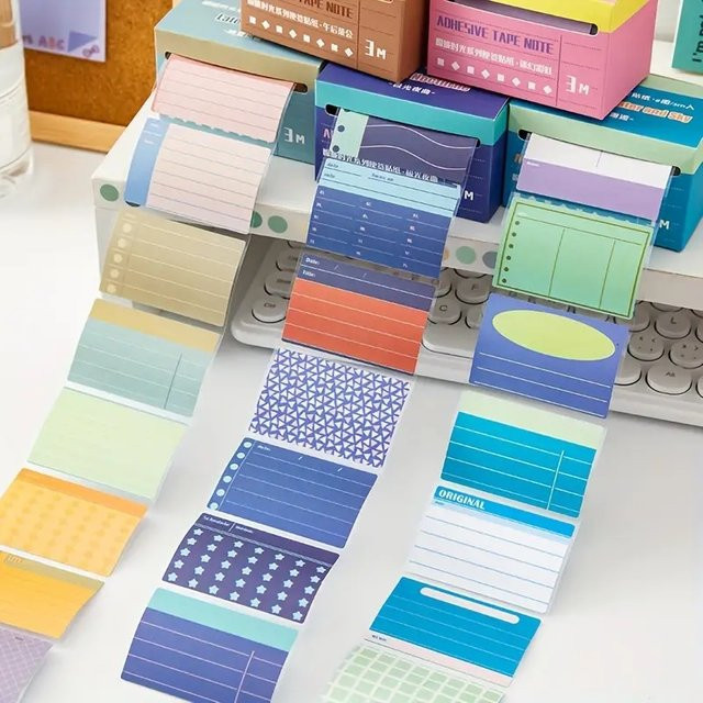 70 bunte Haftnotizen aus Papier, 3 Meter ausziehbare und klebende Notiznotizen für Schule und Büro - Bild 1