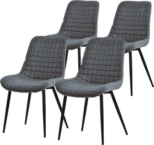 ML-Design Esszimmerstuhl 4er Set in Anthrazit mit Kunstlederbezug und Stahlbeinen - Bild 1
