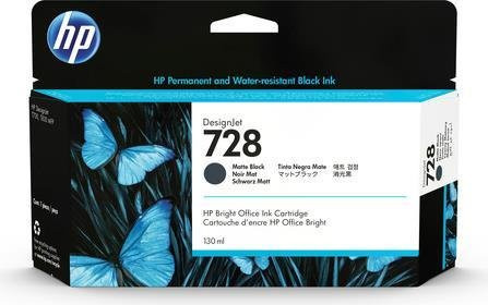 HP Original DesignJet 728 Tintenpatrone Schwarz Matt 130 ml für DesignJet T830 3WX25A - Bild 1