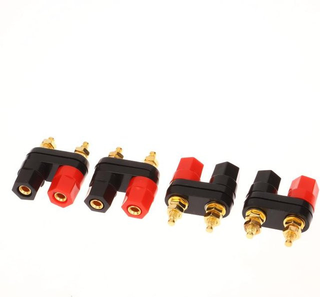 Bananenstecker Terminal Set für Lautsprecher und Verstärker, Rot und Schwarz - Bild 1