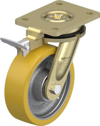 Blickle Lenkrolle LS-GTH 160K-RI4 mit Feststeller in Silber und Braun, Tragfähigkeit max. 800 kg, Rad-Durchmesser: 160 mm - Bild 1