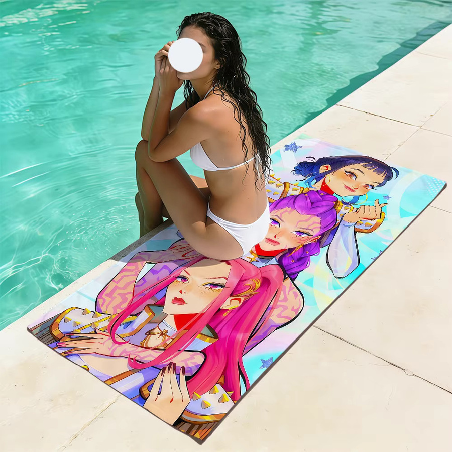 Weiches Anime Strandtuch für Reisen und Schwimmen, Multicolor, B/H: 70 x 140 cm - Bild 4