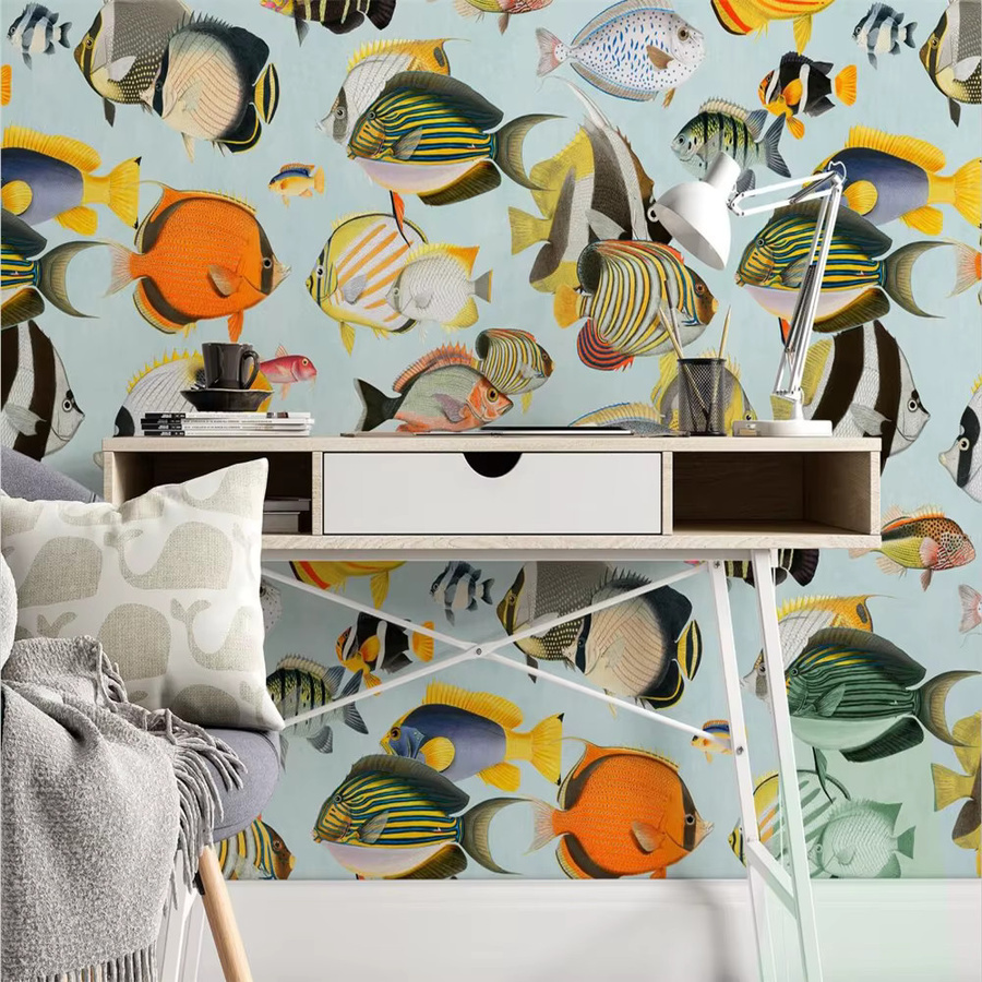 Kreative 3D Ozean Welt Fisch Wandtapete als Wandaufkleber für Wohnzimmer, Schlafzimmer und Hotel zur Home Dekoration - Bild 2