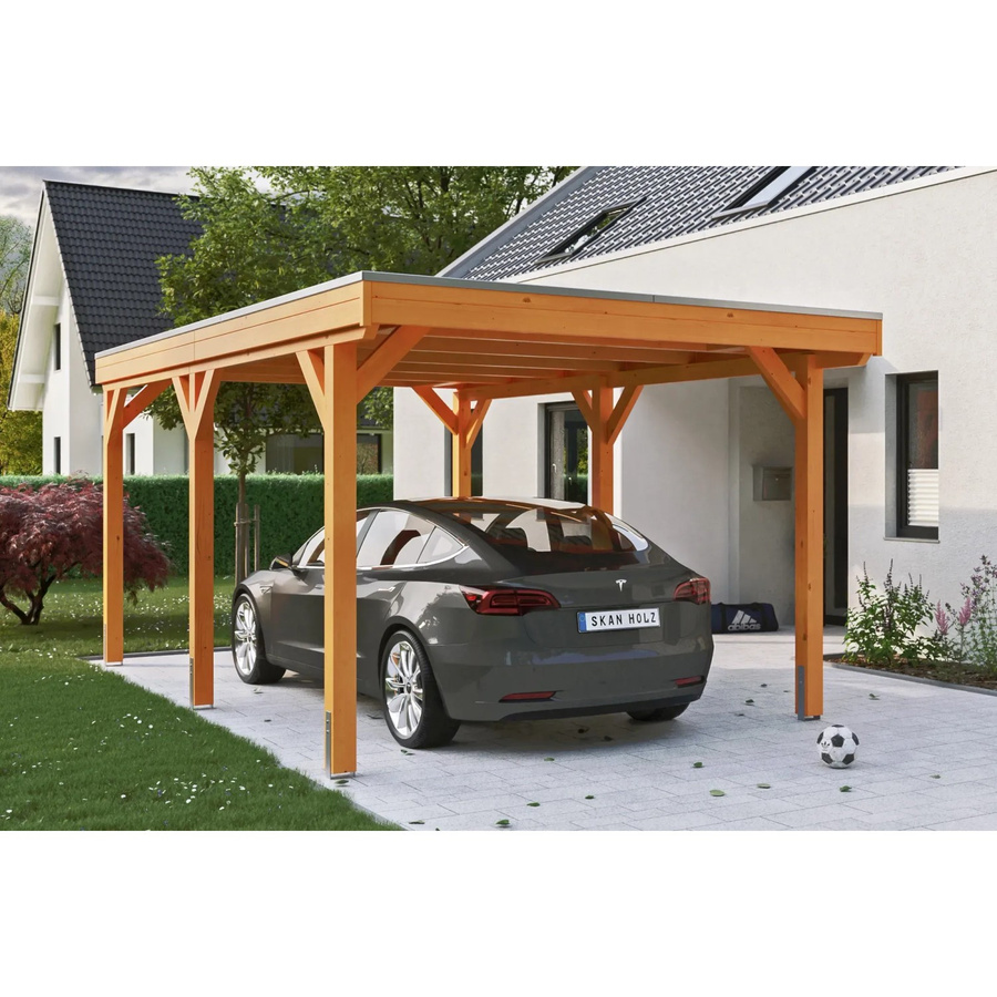 Skan Holz Carport Grunewald aus Fichte mit Aluminiumdach in Beige, B: 321 cm, T: 554 cm, H: 243 cm - Bild 2