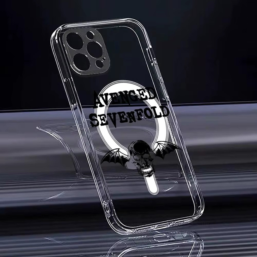 Transparente Magnetische Handyhülle im Avenged Sevenfold Band Design für Apple iPhone 17 16 15 14 13 12 Pro Max Plus kompatibel mit kabellosem Laden - Bild 4