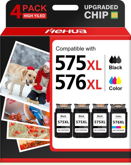 Druckerpatronen Set PG-575XL und CL-576XL kompatibel für Canon Pixma TS3350I TS3750I TR4750I TS3752I TS3751I, Pink und Mehrfarbig, 14ml - Bild 1