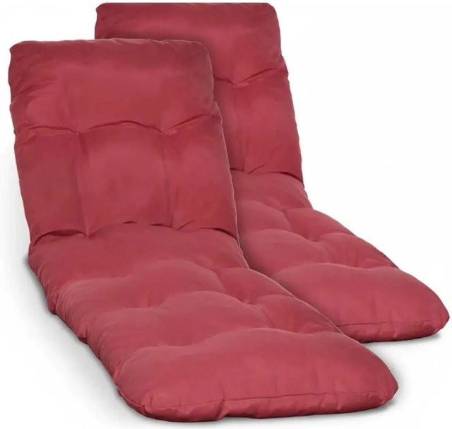 Beautissu 2er Set Sonnenliege Auflage Flair RL Rot, B/T/H: 190 x 60 x 8 cm - Bild 1