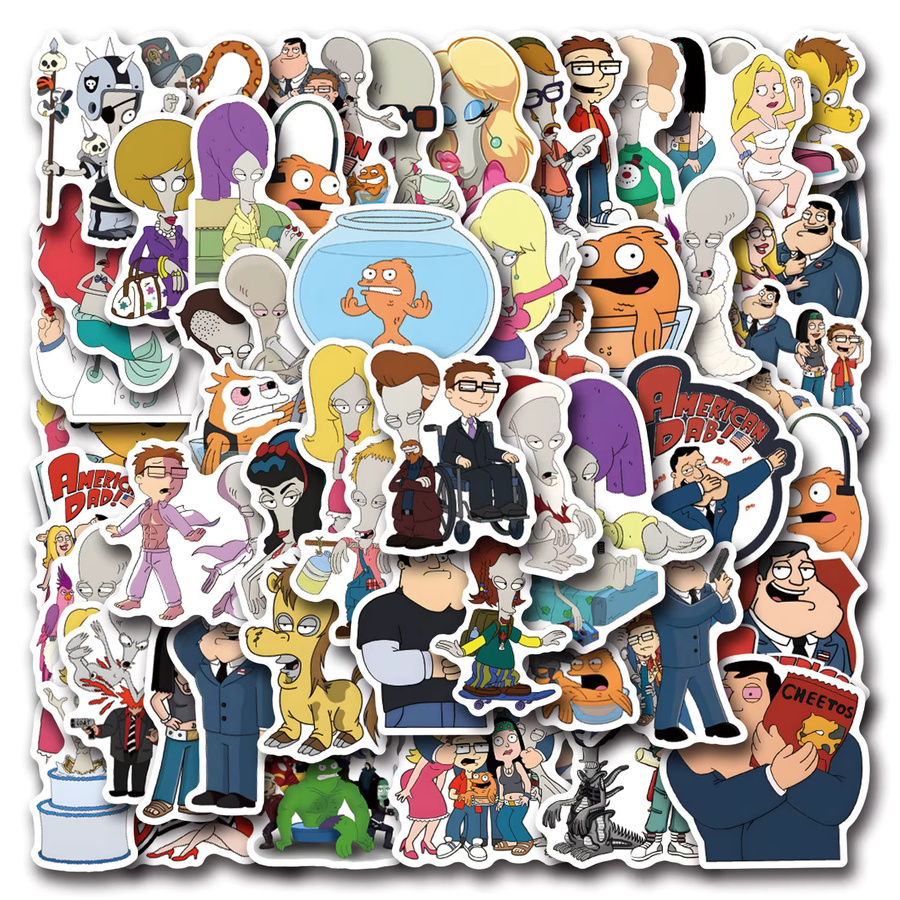 Bandai American Dad Dekorative Aufkleber, 55-teiliges Set, Bunt / Mehrfarbig - Bild 4