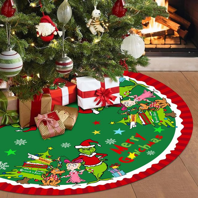 VIKAMA Weihnachtsbaumrock im Bauernhaus-Stil, weich und lustig, Rot und Grün - Bild 1