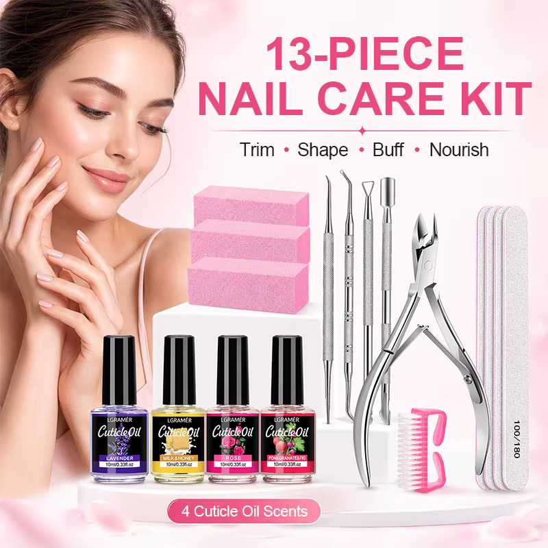 LGRAMER Nagelpflege-Set, 13-teilig, Milk-Honey Nagelhautöl, Damen - Bild 2