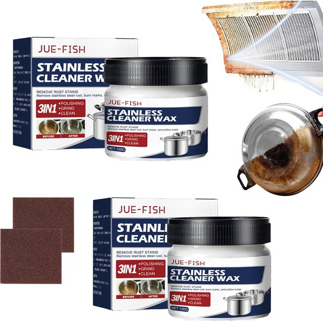 Jue-Fish Metallpolierpaste in Weiß zur Rost- und Fettentfernung für Edelstahl, Kochgeschirr und Dunstabzugshauben - Bild 1