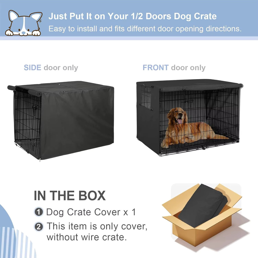 Explore Land Hundekäfigabdeckung aus strapazierfähigem Polyester für 42-Zoll-Drahtkäfige, Schwarz - Bild 2