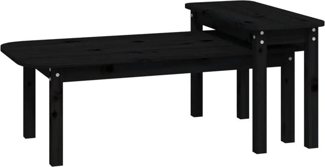 vidaXL 2-tlg. Couchtisch-Set aus Massivholz Kiefer in Schwarz im rustikalen Design - Bild 1