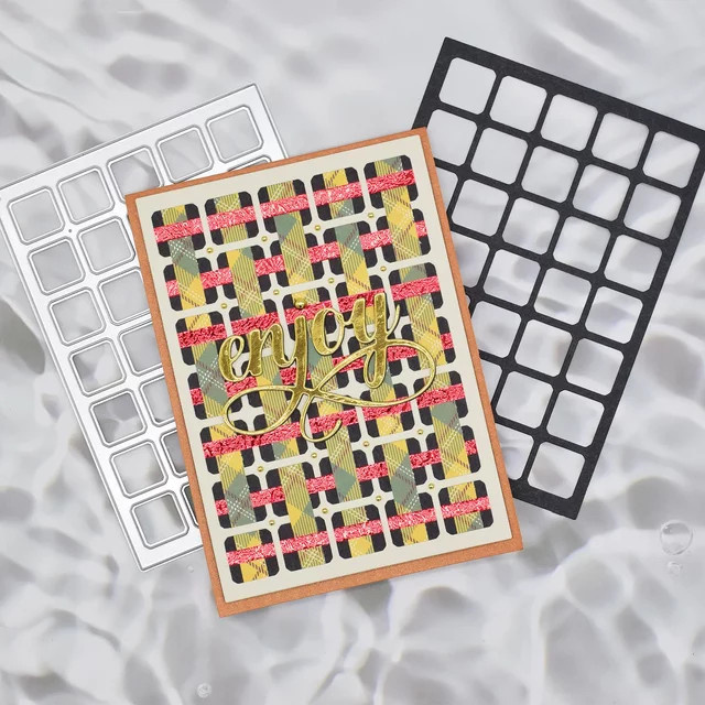 Metall Schneideform Grid Hintergrund Rahmen in Silber für DIY Scrapbooking und Bastelarbeiten - Bild 1