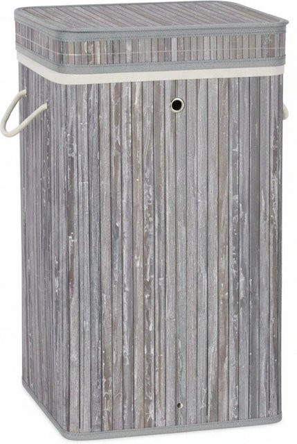 Relaxdays Wäschekorb aus Bambus mit Deckel, grau, B/T/H: 63 x 36 x 36 cm - Bild 1