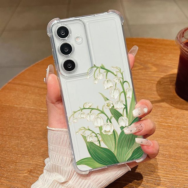 Transparente Silikonhülle mit weißen Tulpen für Samsung Galaxy A-Serie (A14 bis A57) - Bild 1