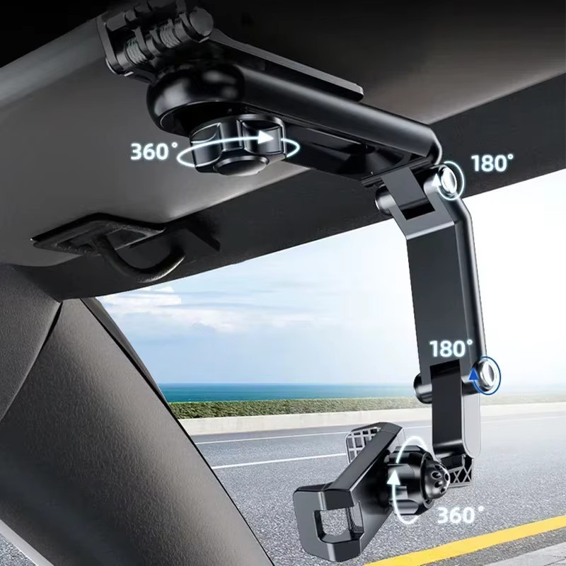 Multifunktionaler 360 Grad drehbarer Handyhalter für die Sonnenblende im Auto für iPhone, Samsung und Android in Schwarz oder Grün - Bild 3