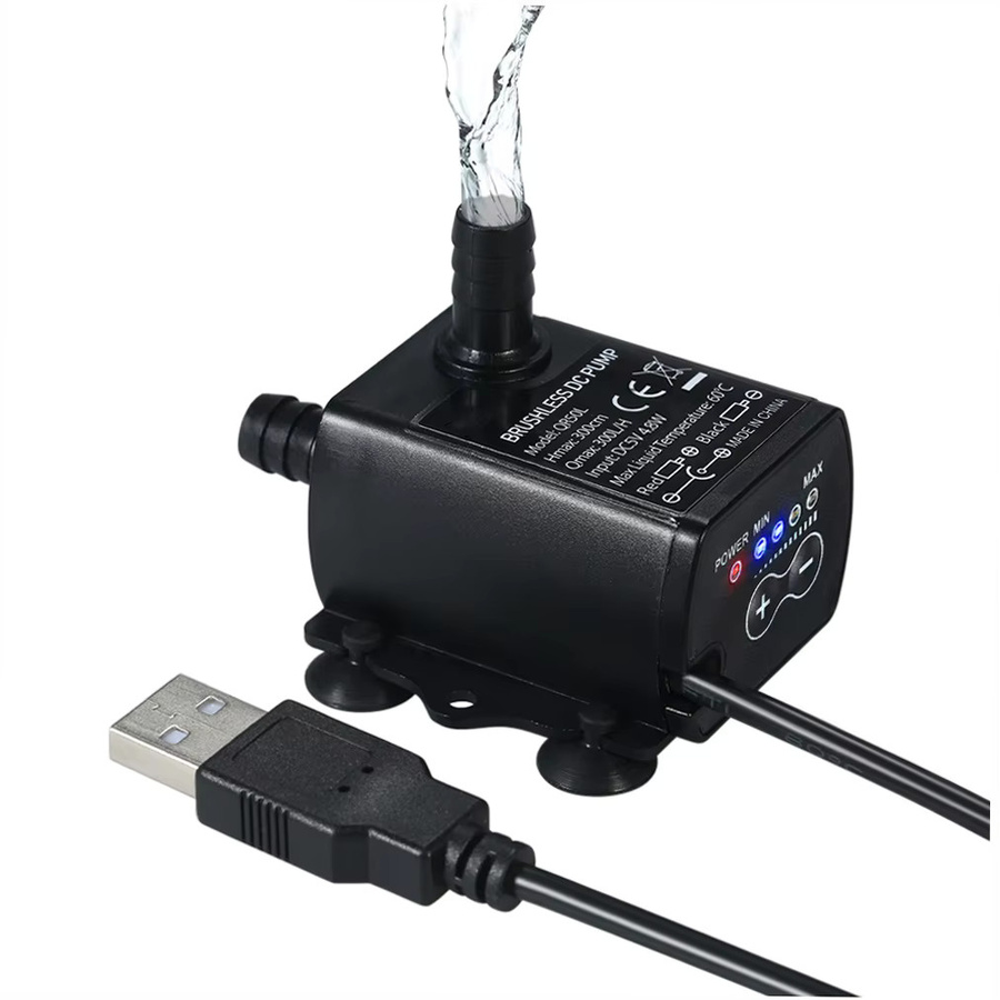 Decdeal bürstenlose Tauchpumpe USB DC5V wasserdicht in Schwarz mit Durchflusseinstellung und 300 l/h Förderleistung - Bild 3