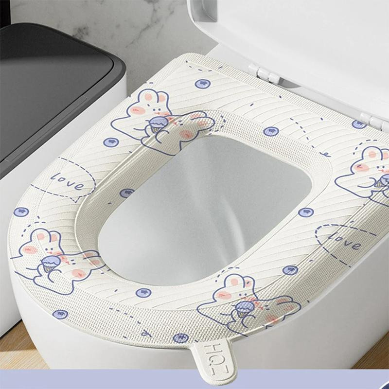 Yiran Furniture WC-Toilettensitzbezug mit Tier-Motiv in Weiß, waschbarer U-förmiger Toilettensitzring aus Synthetik - Bild 2