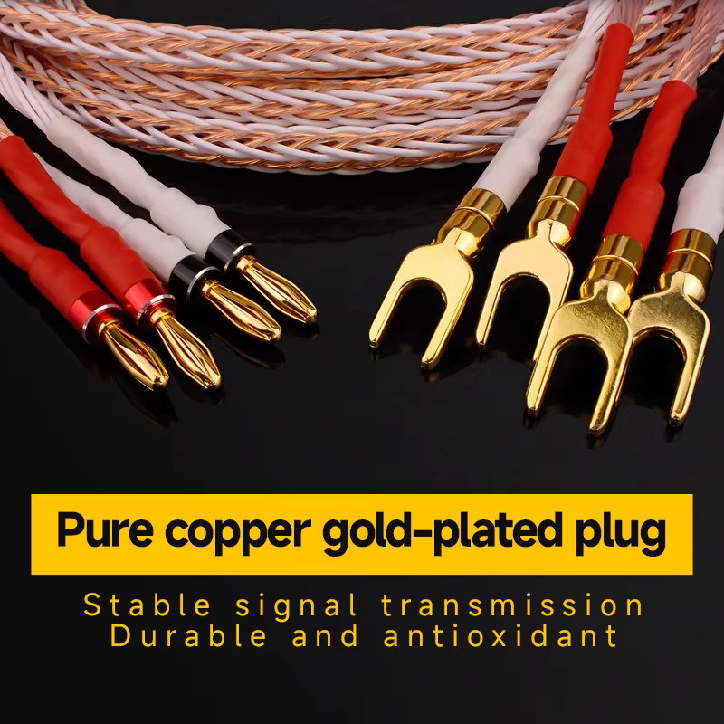 TODN HIFI High-End Lautsprecherkabel mit 7N OCC 8TC Draht und vergoldeten Bananensteckern in Gold - Bild 3