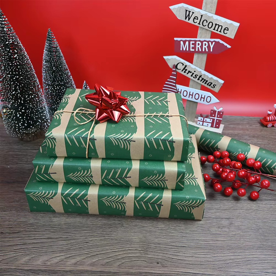 Grünes Weihnachts-Geschenkpapier für Weihnachten, Geburtstage, Hochzeiten und Partys, 1 Rolle - Bild 4