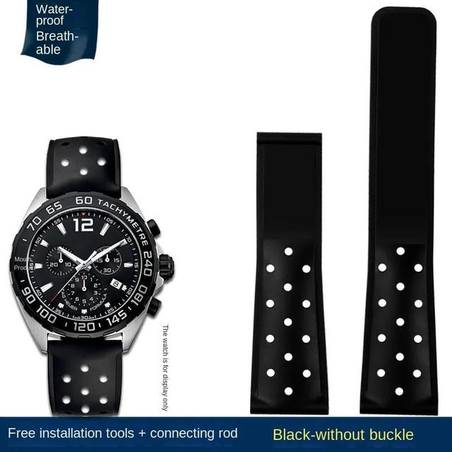 Uhrenarmband Silikon, 22 mm, schwarz, Herren - Bild 1