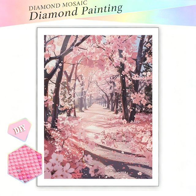 EverShine Diamantmalerei Kirschblütenbaum 5D Vollbohr-Stickerei DIY Mosaik Landschaft B/H: 30,0 x 20,0 cm - Bild 1