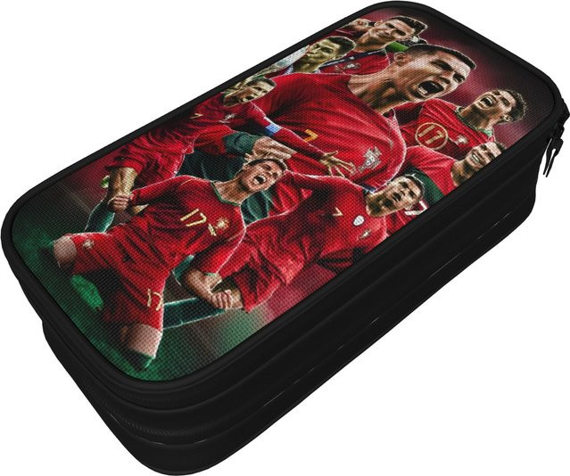 Fußball-Federmäppchen mit Ronaldos Motiv für Schüler, großes Fassungsvermögen, mehrfarbig - Bild 1