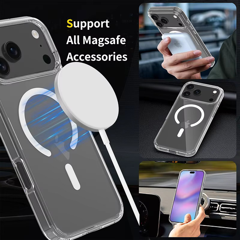 GERPALLI Magnetische Klarsichthülle für iPhone 18 17 Pro Max 16 15 14 13 mit MagSafe und Kamera-Steuerungstaste, Transparent, Stoßfest mit weichen Kanten und harter Rückseite - Bild 4